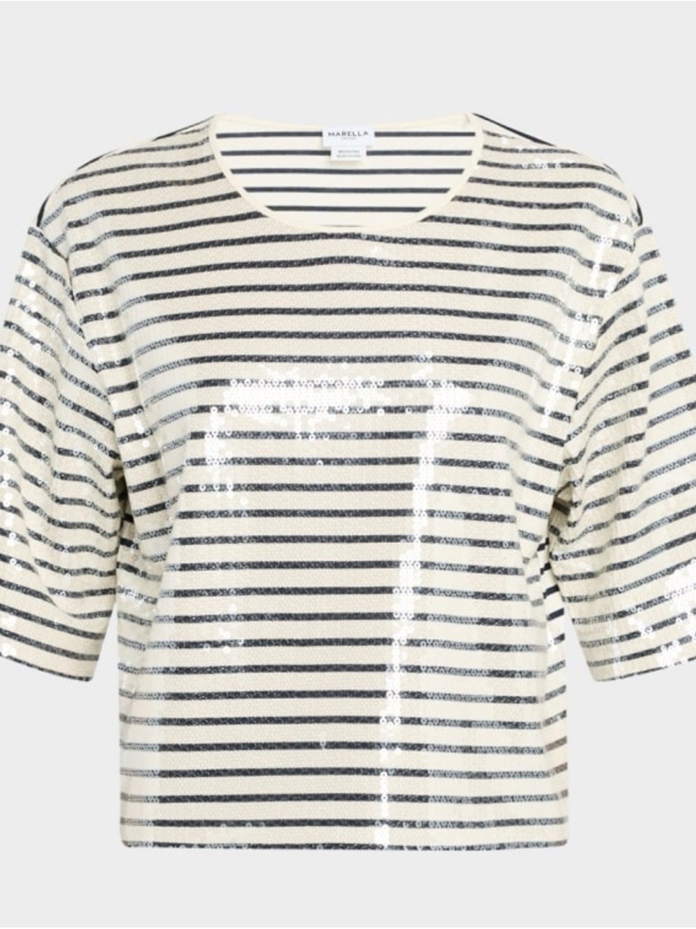 MARELLA Gardone Boxy Striped Sequin T-Shirt